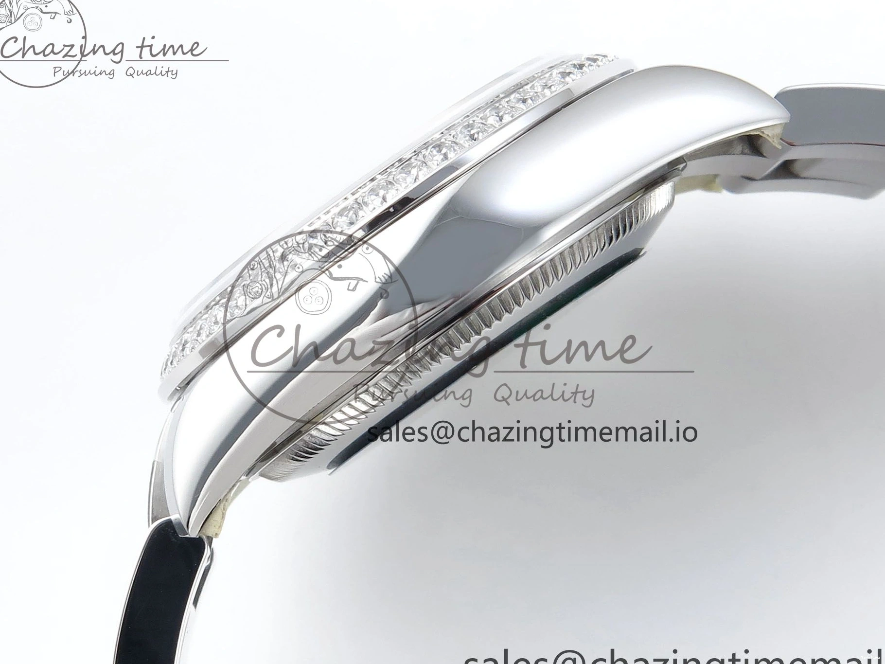 MiroTime 0421 TravelReady DateJust 31 278384RBR ARF 1:1 Best Edition 904L Steel Blue Diamonds Dial Diamonds Bezel on SS Oyster Bracelet ETA 434